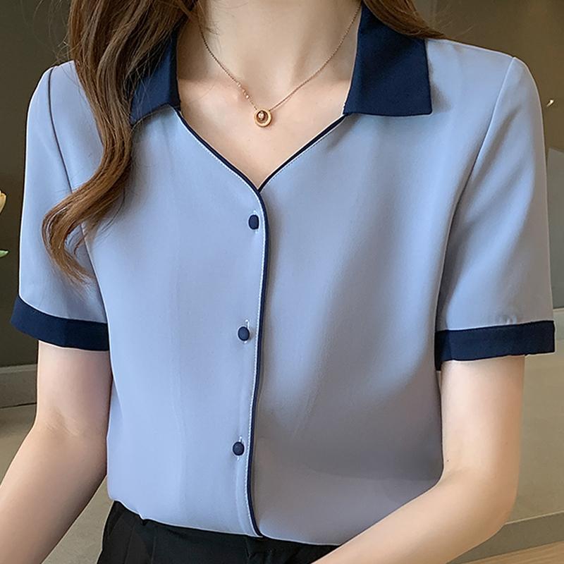 Women' Blouses & Shirts Blusas Top Femme Short Sleeve Chiffon Blouse Shirt Women Mujer De Moda 2022 Verano V-Neck Tops E841Women, Blue
Women' Blouses & Shirts Blusas Top Femme Short Sleeve Chiffon Blouse Shirt Women Mujer De Moda 2022 Verano V-Neck Tops E841Women, Blue