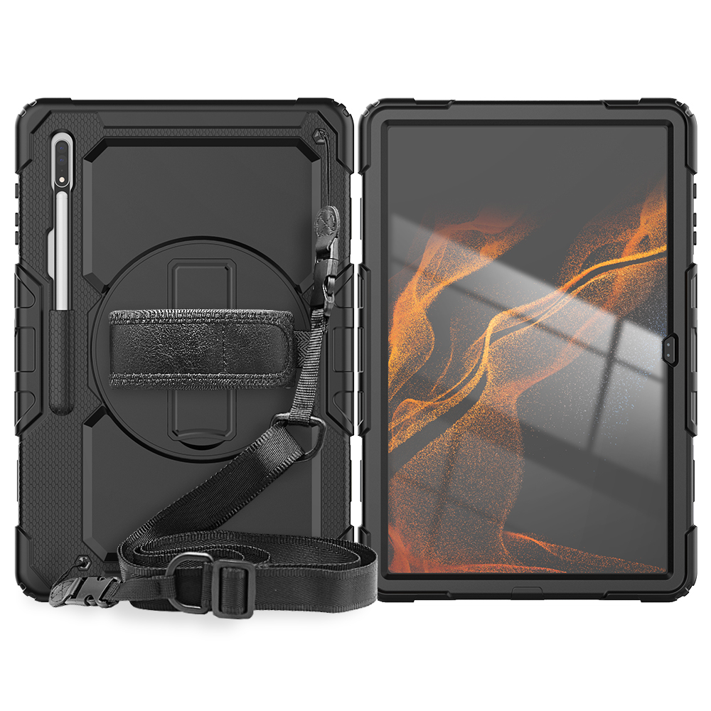 Hand Strap Shoulder Strap 360 Rotatable Kickstand Protective Case with Screen Protector for 14.6 Samsung Galaxy Tab S8 Ultra 2022 Tablet SM-X900 SM-X906
Hand Strap Shoulder Strap 360 Rotatable Kickstand Protective Case with Screen Protector for 14.6 Samsung Galaxy Tab S8 Ultra 2022 Tablet SM-X900 SM-X906