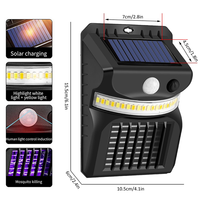 2 in 1 Solar Mosquito Killer Lamps PIR Motion Sensor Wall Light Ultraviolet Electric Shock Mosquito Killing Lamp