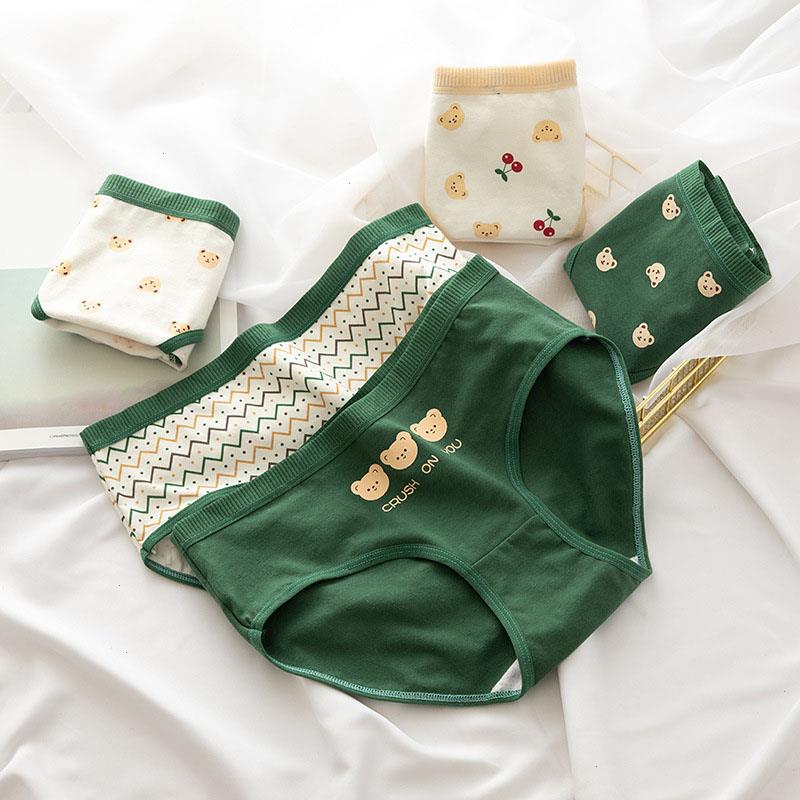 Cute Womens Panties Bears Print Cotton Green Lady Briefs Sexy Lingerie Elastic Underwear Breathable Home Suit, A02 
Cute Womens Panties Bears Print Cotton Green Lady Briefs Sexy Lingerie Elastic Underwear Breathable Home Suit, A02