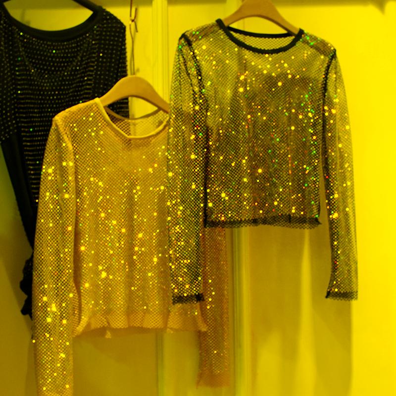 Women's T-Shirt Shiny Diamonds Beaded Hollow Out Basic Mesh Shirt Tops Ladies See-Through Crystal O-Neck Long-Sleeved Sexy Party Club Top Bl, Black
Women's T-Shirt Shiny Diamonds Beaded Hollow Out Basic Mesh Shirt Tops Ladies See-Through Crystal O-Neck Long-Sleeved Sexy Party Club Top Bl, Black