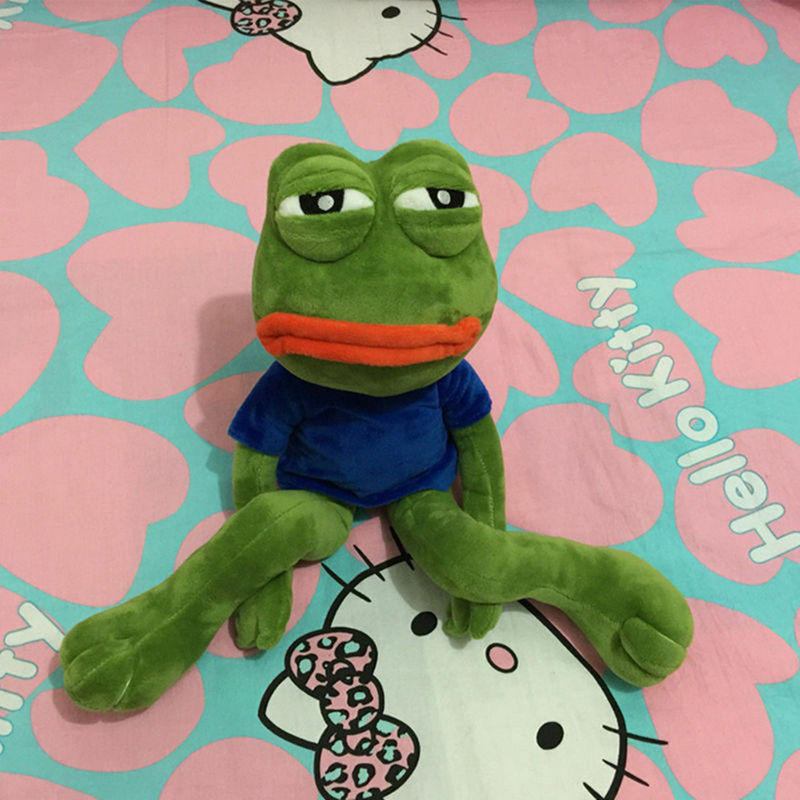 45cm Sad Frog Plush Toy Soft Stuffed Pillow Magic Expression Pepe The Sad Frog Animal Plush Doll Birthday GIfts For Kids 220712
