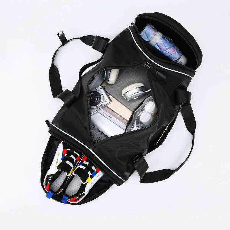 Brand Round Barrel Oxford Cloth Travel Bag Women Fashion Shoulder Men Fitness Couple Crossbody Shoe s for 220608