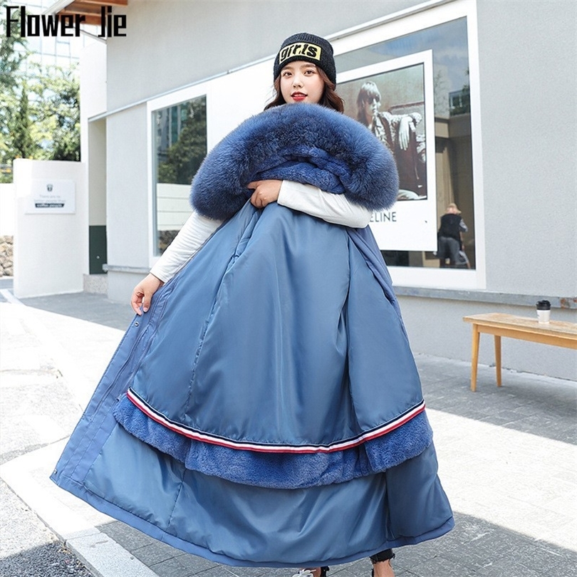 Plus Size 4XL Winter Jacket Women New Loose Hooded Long Parka Mujer Thick Warm Black Overcoat Down Cotton Coat Female 201019