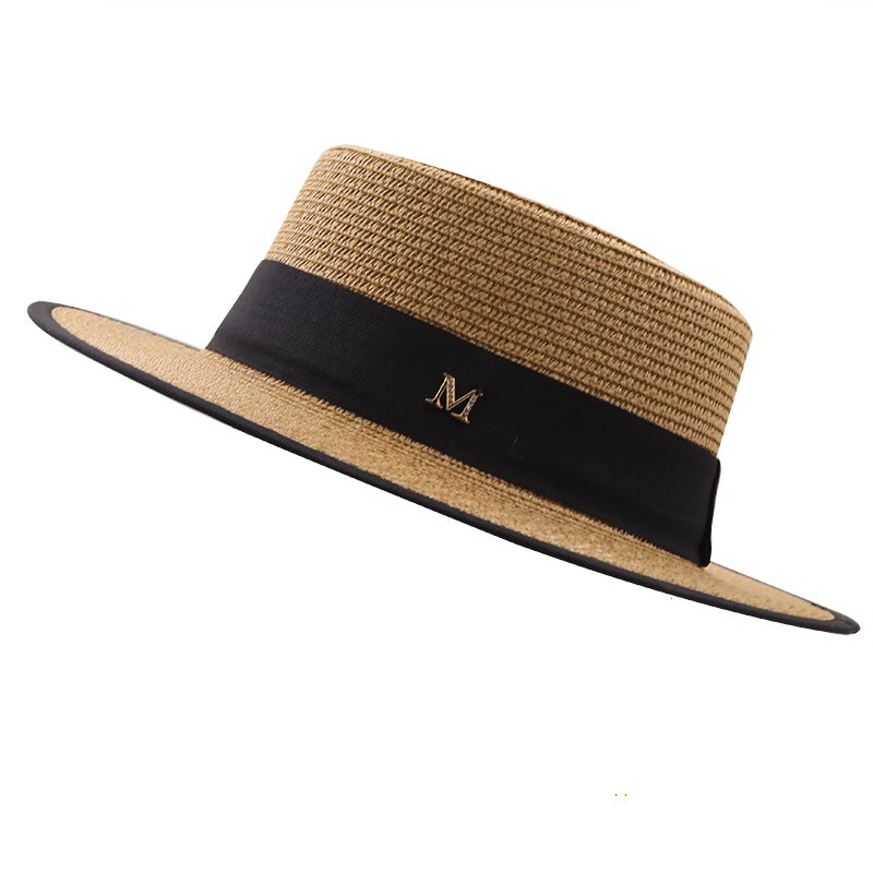 ummer un ladie fahion girl traw ribbon bow beach caual gra flat top panama hat bone women vior cap 220613