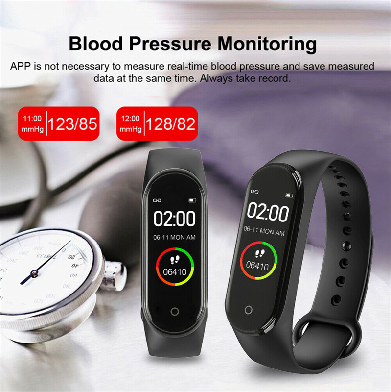 Waterproof Smartwatch Wristbands M4 Smart Watch Bluetooth Bracelet Wristband Heart Rate Blood Pressure Test Fitness Tracker Sport Watch Dropship