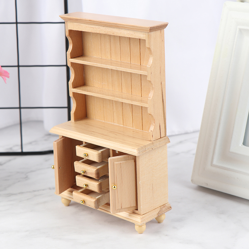Miniature Wooden Chinese Classical Wardrobe Mini Cabinet Bedroom Furniture Kits Home Living For 1 12 Scale Dollhouse 220725