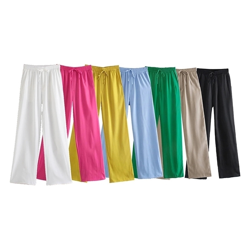 TRAF Women Chic Fashion Side Pockets Loose Wide Leg Pants Vintage High Elastic Waist Drawstring Female Trousers Mujer 220813, As picture
TRAF Women Chic Fashion Side Pockets Loose Wide Leg Pants Vintage High Elastic Waist Drawstring Female Trousers Mujer 220813, As picture