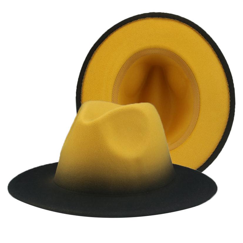 Women Hats Fedora Gradient Color Patchwork Men Hats Felted Black Red Street Casual Women New Fedora Hat Sombreros De Mujer204O
Women Hats Fedora Gradient Color Patchwork Men Hats Felted Black Red Street Casual Women New Fedora Hat Sombreros De Mujer204O