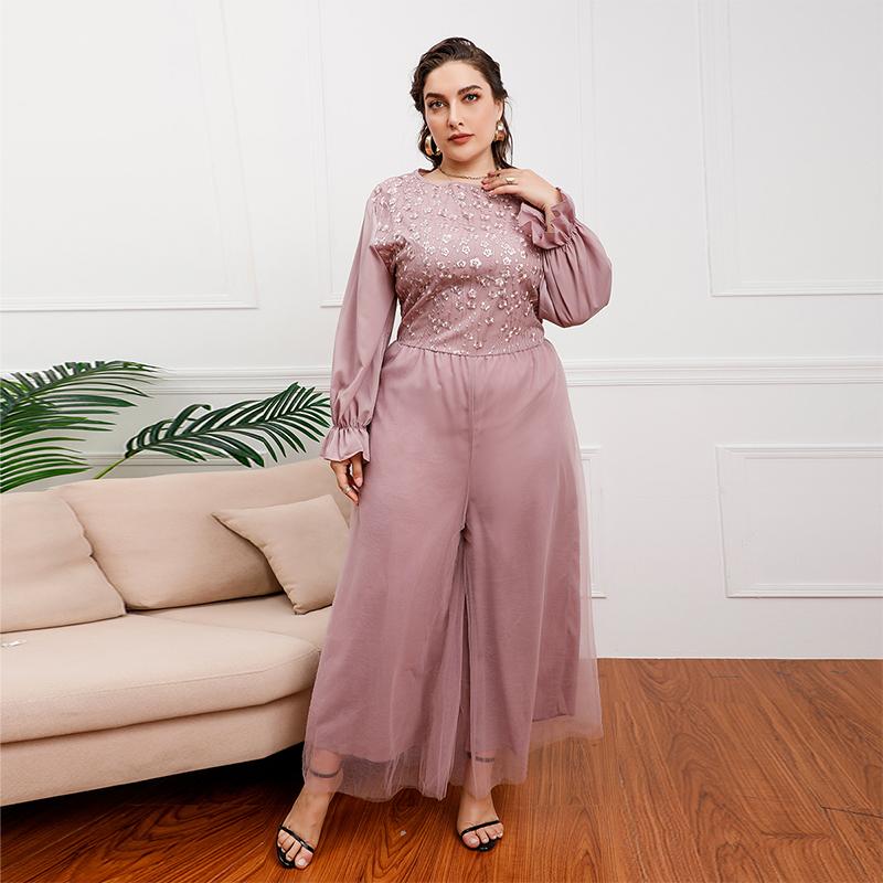 Plus Size Dresses Sexy Women's Embroidered Trousers Skirt With Lotus Leaf Cuffs Elegant JumpsuitPlus, Pink
Plus Size Dresses Sexy Women's Embroidered Trousers Skirt With Lotus Leaf Cuffs Elegant JumpsuitPlus, Pink