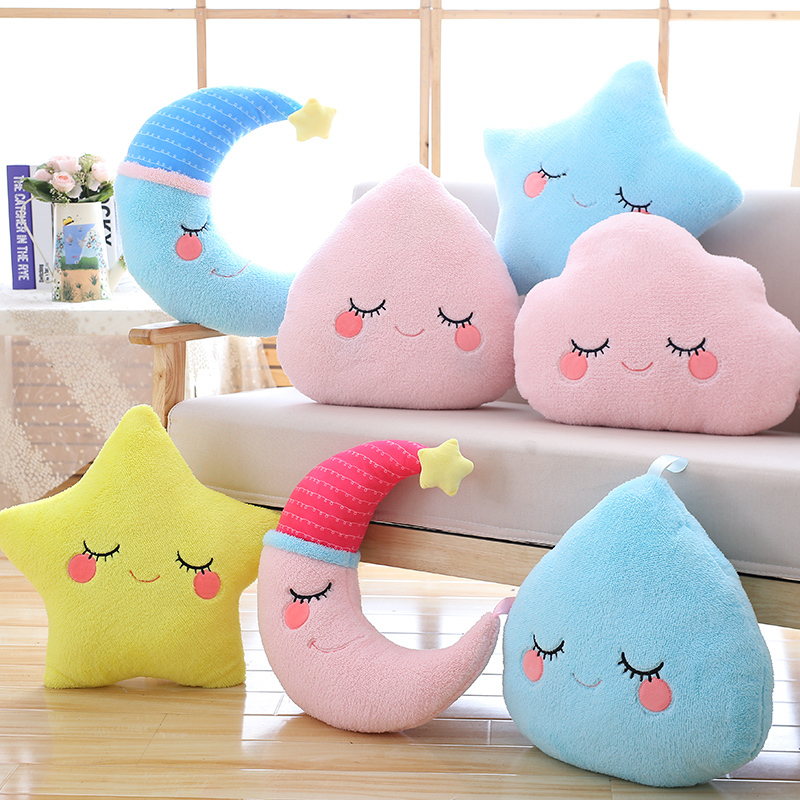 Plush Dolls Plush Sky Pillows Emotional Moon Star Cloud Shaped Pillow Pink White Grey Room Chair Decor Seat Cushion 220913