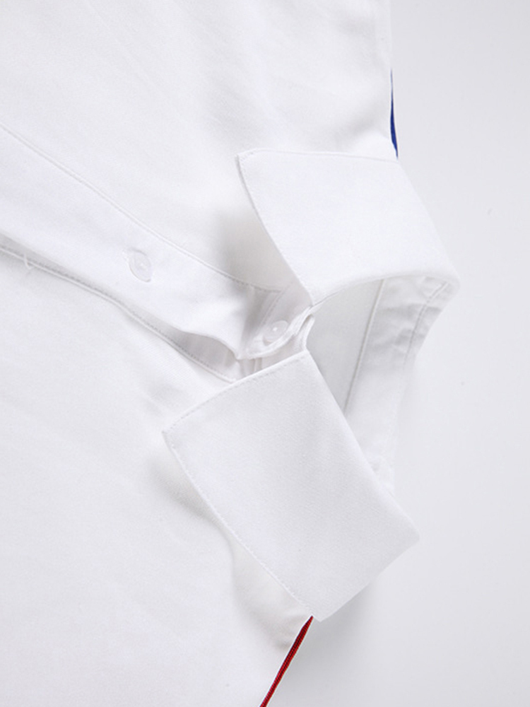 [EAM] Women White Contrast Color Big Size Blouse Lapel Long Sleeve Loose Fit Shirt Fashion Spring Autumn 1DD5268 220407