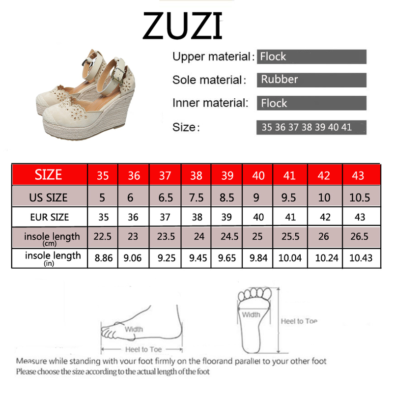 ZUZI Women's Espadrilles Wedge Sandals Skirt Hollow Single Shoes Fashion Pointed High Heels Thick Bottom Straw 220328
