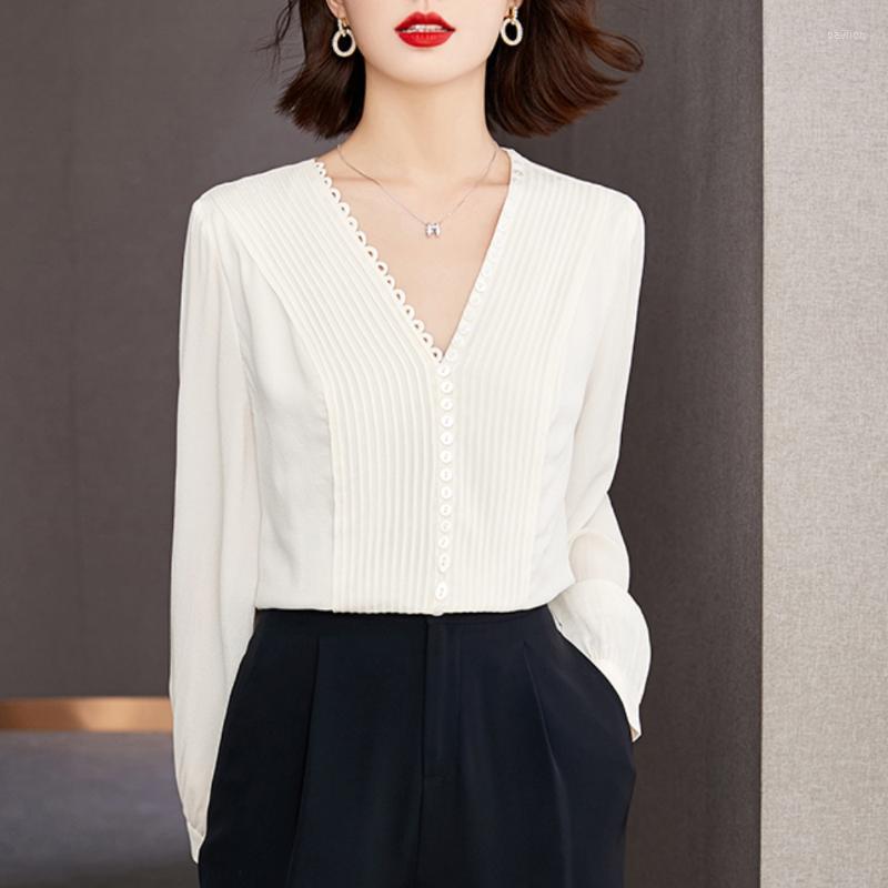 Women's Blouses & Shirts Women's Chic Vintage V Neck Long Sleeve Pleated Silk Tops Women Office Black White Loose Casual TopsWomen's
Women's Blouses & Shirts Women's Chic Vintage V Neck Long Sleeve Pleated Silk Tops Women Office Black White Loose Casual TopsWomen's