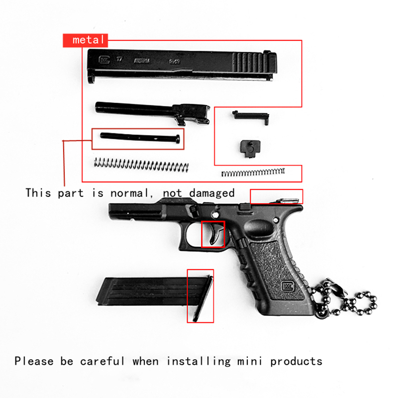 1:3 Glock G17 Pistol Gun Miniature Model Alloy Keychain Gift Backpack Pendant Decoration Toy Trend Boy Favorite 220411