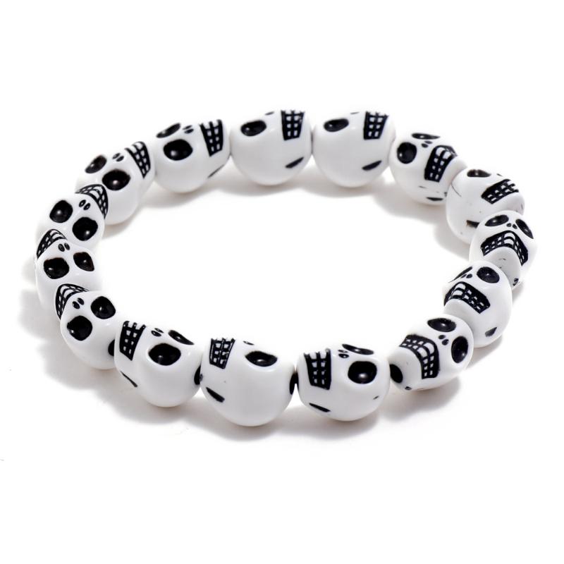 Bangle Jessingshow Men Women Skull Elastic Bracelet Resin Beads Beaded Halloween Punk Style Black White Bracelets Jewelry
Bangle Jessingshow Men Women Skull Elastic Bracelet Resin Beads Beaded Halloween Punk Style Black White Bracelets Jewelry