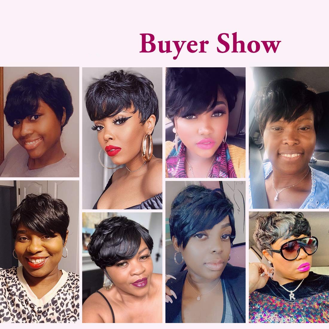Short Pixie Cut Wigs For Black Women Straight Brazilian Human Hair No Lace Front Wig With Bangs Full Machine Made