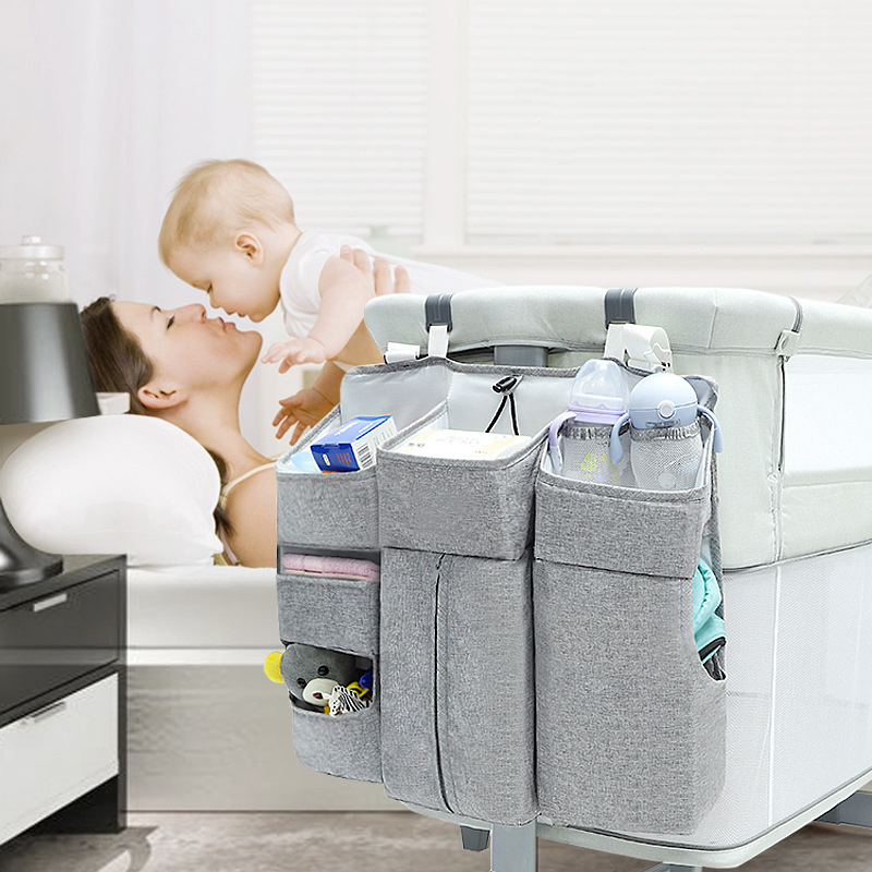 Baby Crib Hanging Storage Bag Diaper Nappy Organizer Cot Bed Organizer Bag Infant Essentials Diaper Caddy Kids Crib Bedding Sets 220531