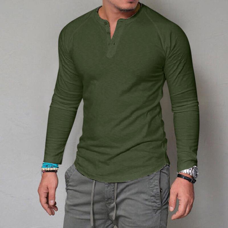 Men's T-Shirts Men Pullover Button T-shirt Mens Solid Color Casual Round Neck Long Sleeve Tunic Bottom Tops Ropa Hombre, Army green
Men's T-Shirts Men Pullover Button T-shirt Mens Solid Color Casual Round Neck Long Sleeve Tunic Bottom Tops Ropa Hombre, Army green