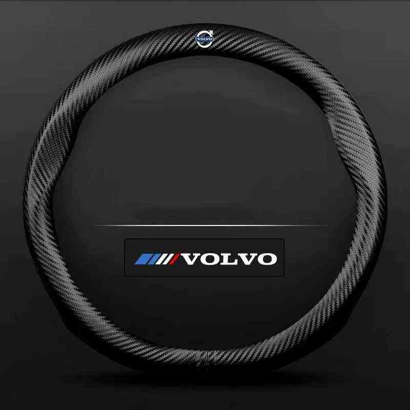 Car Carbon Fiber Steering Wheel Cover AntiSlip Suitable For Volvo V40 V60 V70 V80 V90 S40 S60 S80 s90 XC60 XC40 XC90 T4 T5 Awd J220808