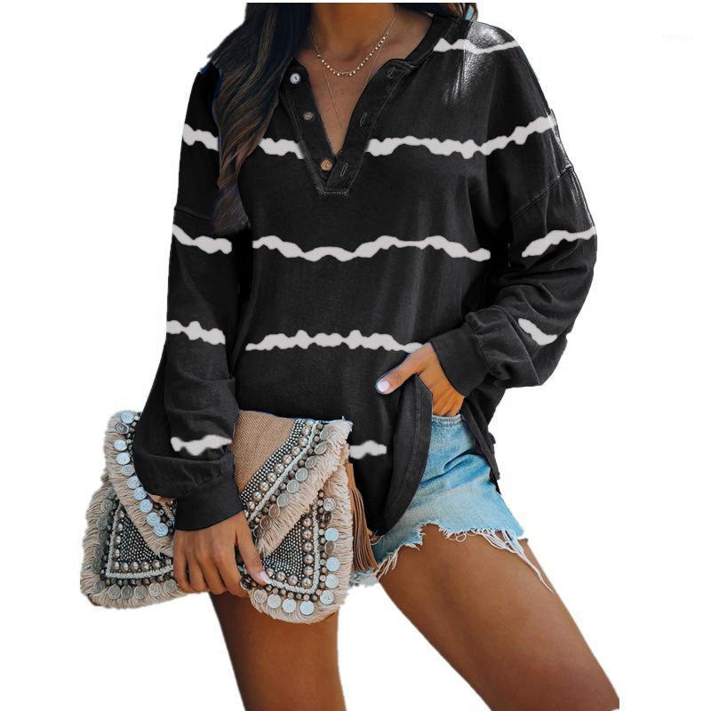 Women Mid Length Long Sleeve Loose Tops Red Stripe Print V-neck T Shirts With Button Spring Autumn Vintage Tees Oversized Women' T-Shirt, Black
Women Mid Length Long Sleeve Loose Tops Red Stripe Print V-neck T Shirts With Button Spring Autumn Vintage Tees Oversized Women' T-Shirt, Black
