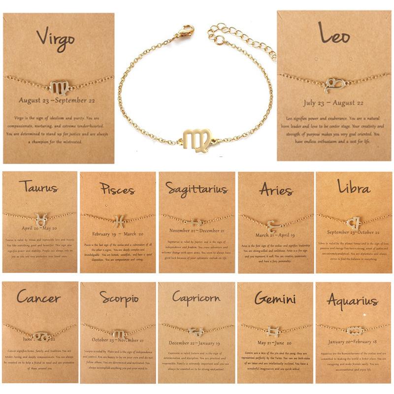 Link, Chain 2022 Simple Twelve Constellations Gold Color Metal Pendant Bracelet Accessories Gift For Women Cardboard
Link, Chain 2022 Simple Twelve Constellations Gold Color Metal Pendant Bracelet Accessories Gift For Women Cardboard