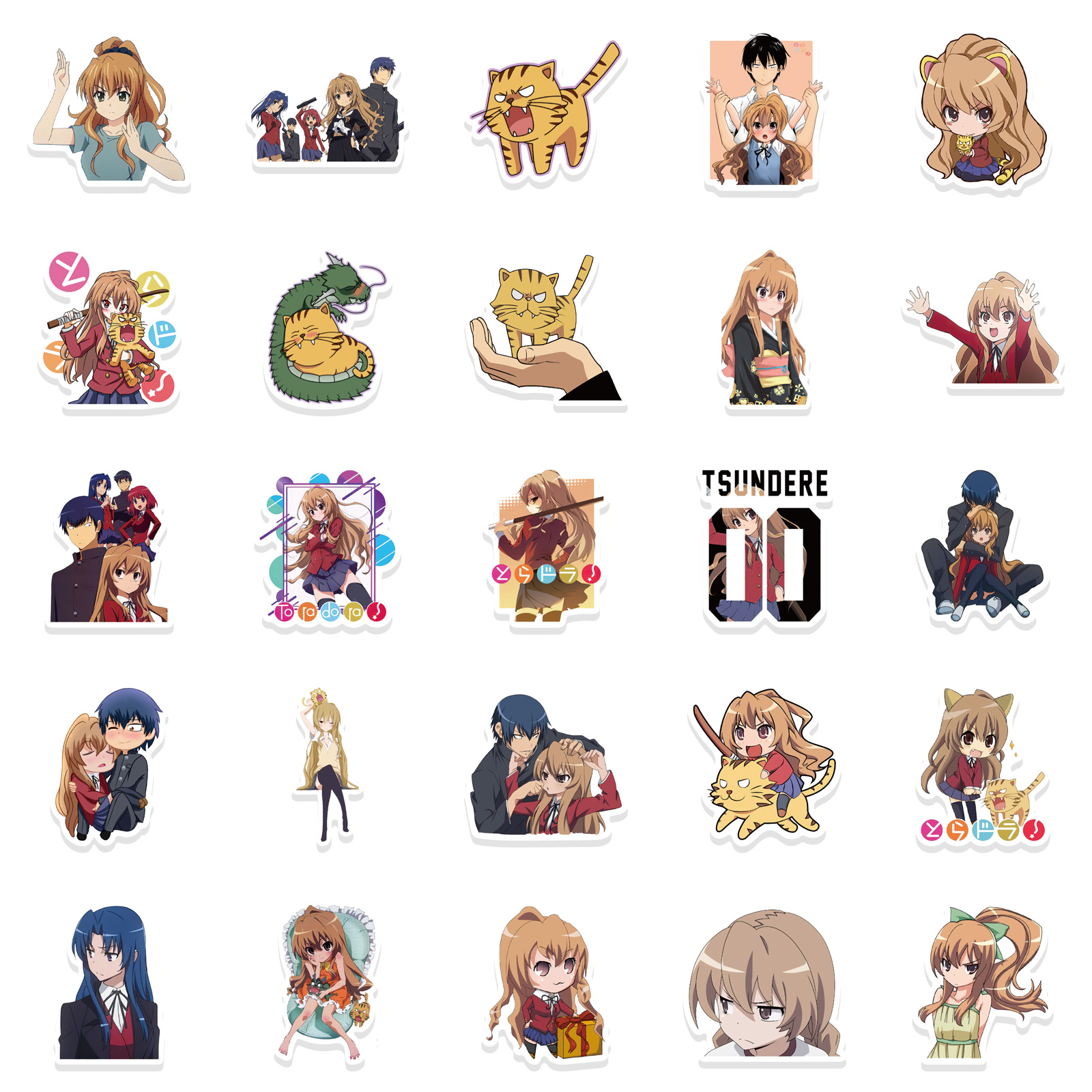 50Pcs Japanese Anime Tiger Dragon Sticker Toradora Stickers Graffiti Kids Toy Skateboard car Motorcycle Bicycle Sticker Decals Wholesale