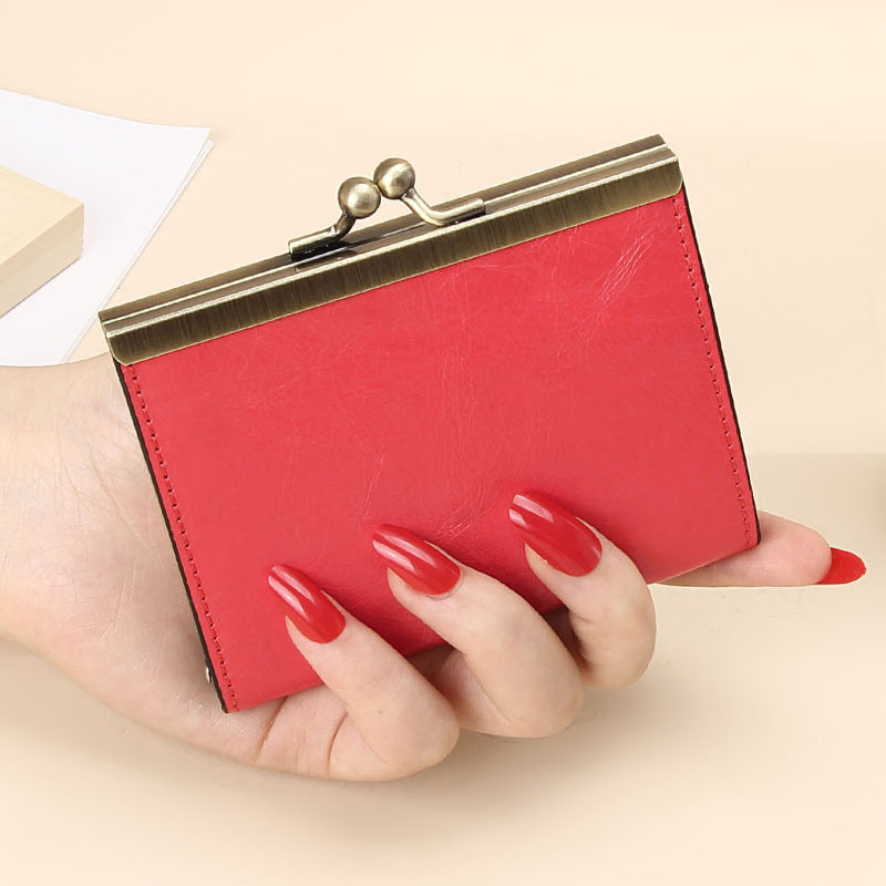 5pcs Card Holders Women Genuine Leather Name Business Positions Hasp Wallets