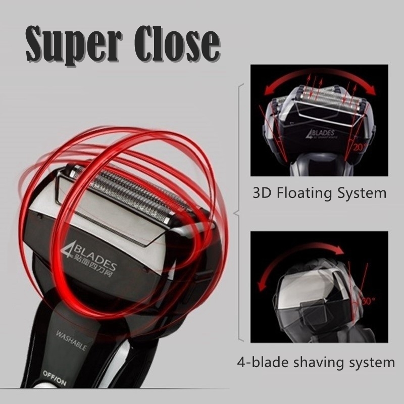 Original 4-blade powerful wet dry electric shaver for men beard stubble electric razor shaving machine rechargeable 220322