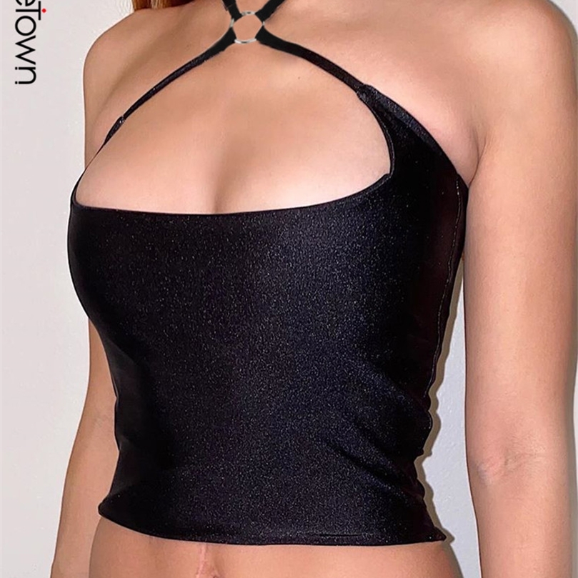 Sweetown Black Solid Cut Out Crop Top Female Slim Sexy Rave Party Clubwear Cross Choker Summer Tops For Women Casual Sweats Tees 220607, Brown
Sweetown Black Solid Cut Out Crop Top Female Slim Sexy Rave Party Clubwear Cross Choker Summer Tops For Women Casual Sweats Tees 220607, Brown