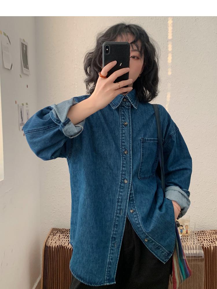 Women' Blouses & Shirts Korean Style Blue Denim Shirt Women Spring Long-sleeved Loose All-match Washed Jean Blouse Female Vintage Blusa Muj
Women' Blouses & Shirts Korean Style Blue Denim Shirt Women Spring Long-sleeved Loose All-match Washed Jean Blouse Female Vintage Blusa Muj