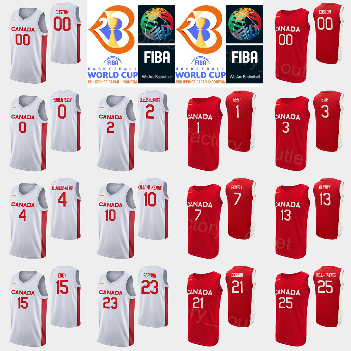 Printed 2023 FIBA Basketball Jersey Canada World Cup 3 Kassius Robertson 11 Kenny Fred Chery 33 Kyle Wiltjer Shai Gilgeous-alexander 2 Andrew Wiggins 22 Red White, With patch
Printed 2023 FIBA Basketball Jersey Canada World Cup 3 Kassius Robertson 11 Kenny Fred Chery 33 Kyle Wiltjer Shai Gilgeous-alexander 2 Andrew Wiggins 22 Red White, With patch