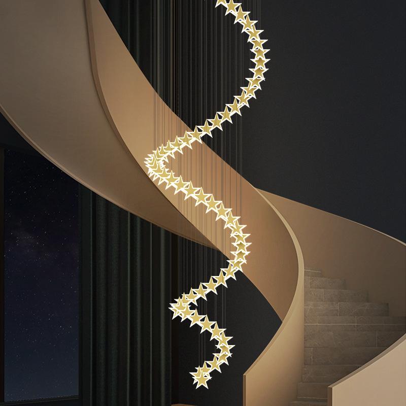 Pendant Lamps Loft Spiral Acrylic Star Chandelier Living Room Lobby Lamp LED Warm White Dimming Interior Gold Staircase Deco Lighting Fixtur
Pendant Lamps Loft Spiral Acrylic Star Chandelier Living Room Lobby Lamp LED Warm White Dimming Interior Gold Staircase Deco Lighting Fixtur
