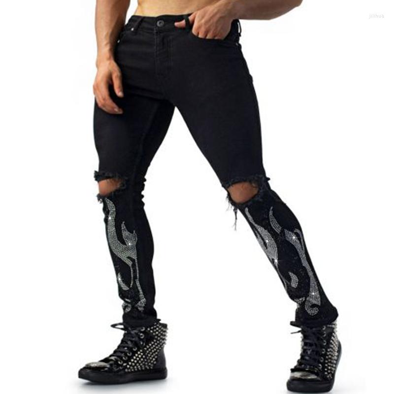Men's Jeans Men's Stretchy Black Skinny Slim Fit Drill Punk Streetwear Biker Trousers Man Rhinestone Hole Denim Pencil Calf PantsMen's, Tz043
Men's Jeans Men's Stretchy Black Skinny Slim Fit Drill Punk Streetwear Biker Trousers Man Rhinestone Hole Denim Pencil Calf PantsMen's, Tz043