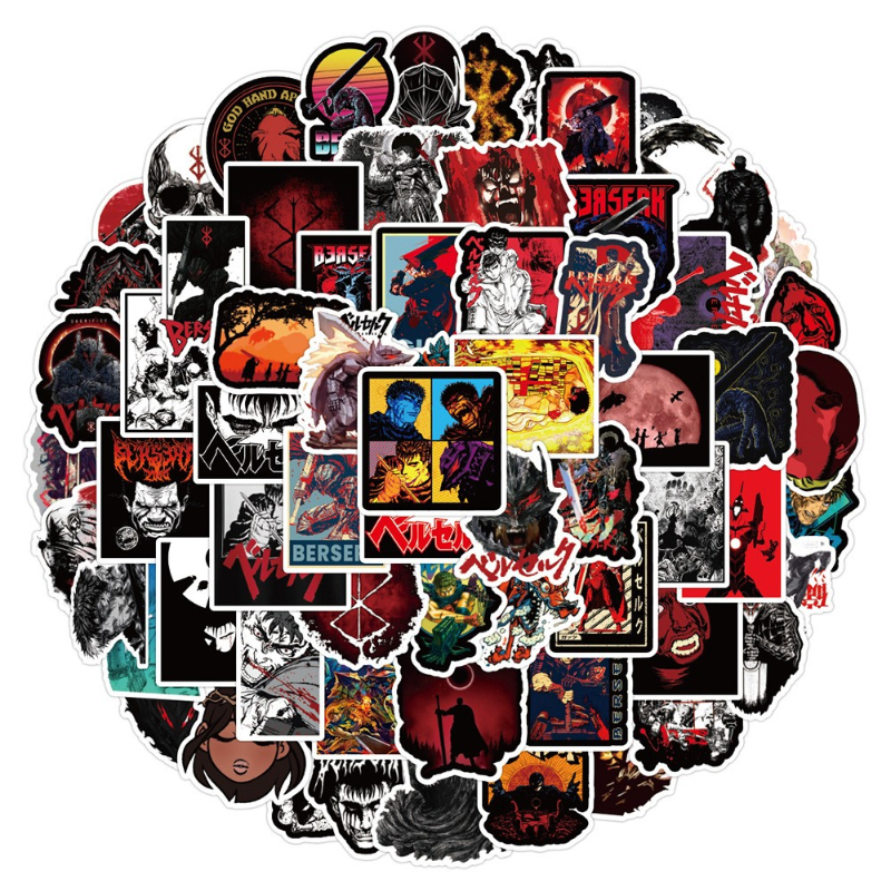 50Pcs/lot Kentarou Miura Anime Berserk Stickers Graffiti Stickers for DIY Luggage Laptop Skateboard Motorcycle Bicycle Sticker