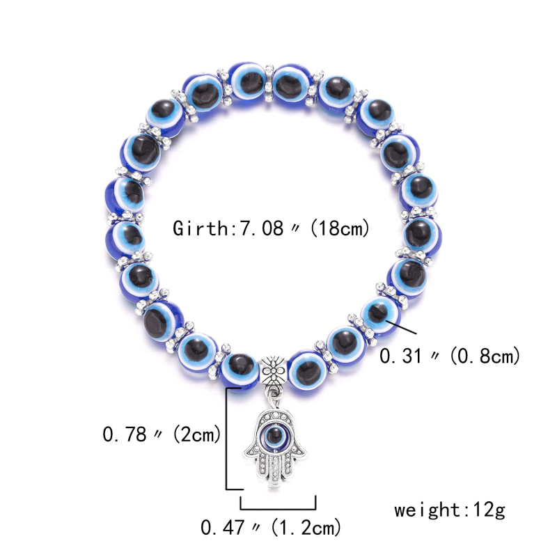 Popular Antique Silver Plated Turtle Charm Bracelet Blue Evil Eye Beads Strands Bracelets Jewelry