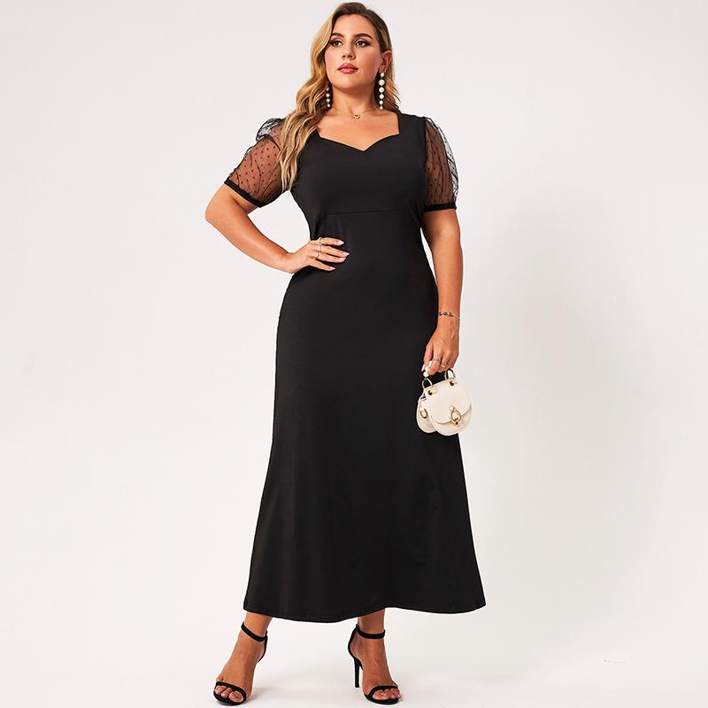 Plus Size Dresses Summer Women 2022 Black Loose Lace Puffy Short Sleeve V-neck Elegant Vintage High-waist Party Long Robes
Plus Size Dresses Summer Women 2022 Black Loose Lace Puffy Short Sleeve V-neck Elegant Vintage High-waist Party Long Robes