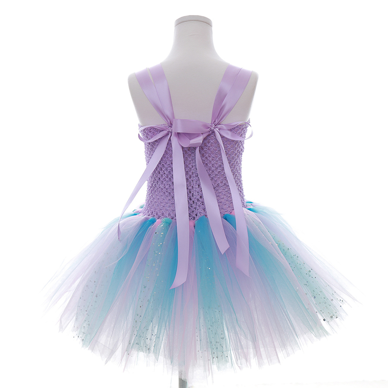 Lavender Flower Children Kids Girls Birthday Party Dresses Sparkly Tulle Sea Star Flower Toddler Baby Girls Clothes for Kids 220707