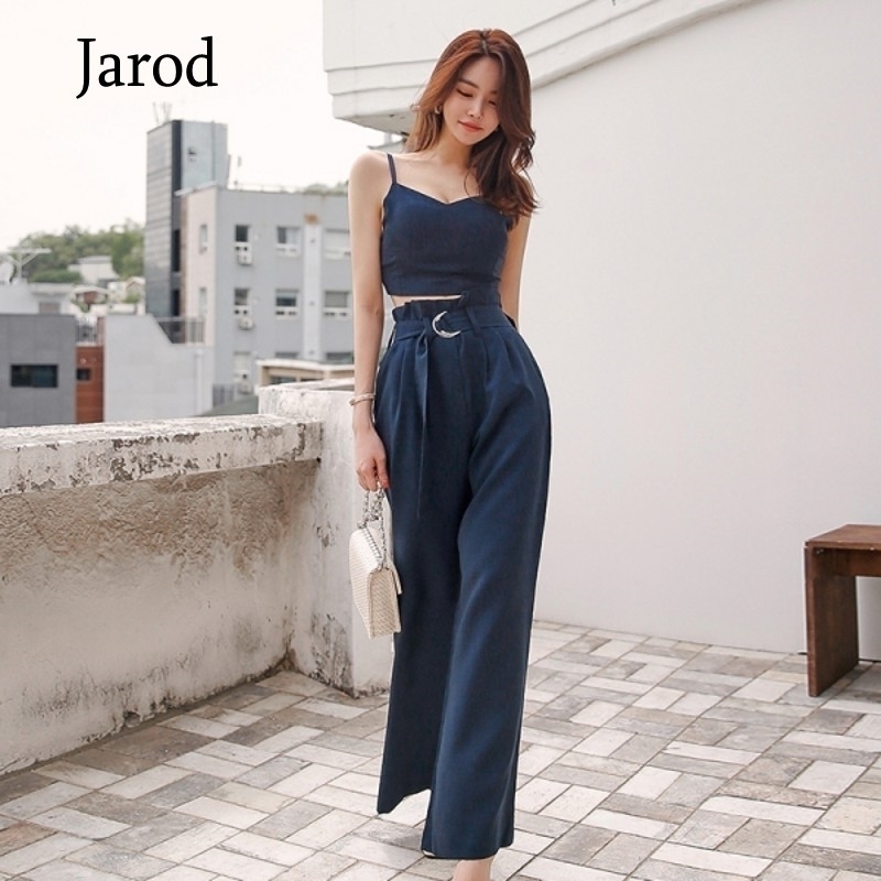 Womens Sets Clothes Summer Spaghetti Strap Crop Tops High waist Wide Leg Pants Suits Woman Two Piece Set with Sashes 210526, Picture color
Womens Sets Clothes Summer Spaghetti Strap Crop Tops High waist Wide Leg Pants Suits Woman Two Piece Set with Sashes 210526, Picture color
