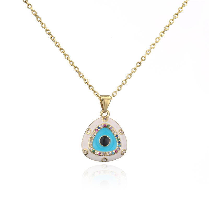 New Fashion Enameled Evil Eye Pendant Necklace Colorful Zirconia Jewelry