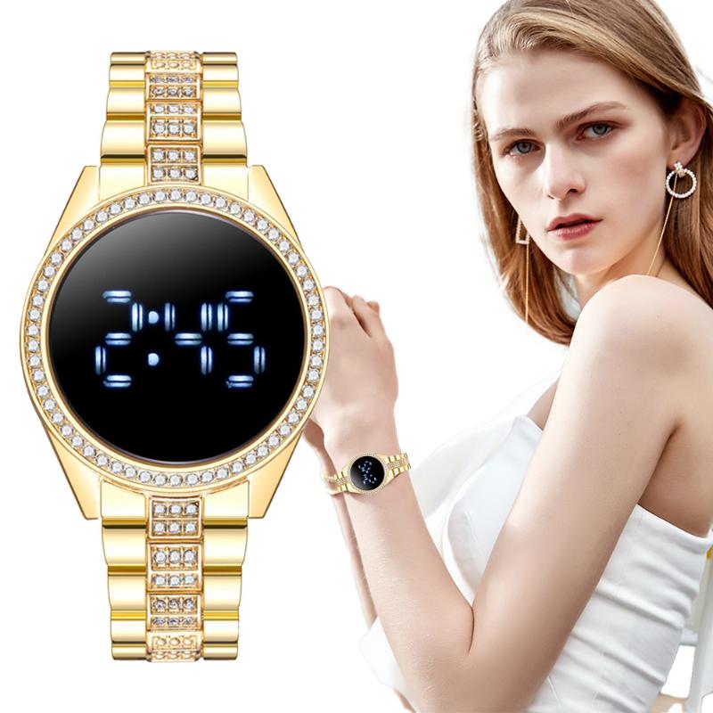Wristwatches Gold Stainless Steel Watches Qualities Women Luxury Fashion 2022 Brand Diamond Led Touch Watch Casual Digital Ladies Wristwatch
Wristwatches Gold Stainless Steel Watches Qualities Women Luxury Fashion 2022 Brand Diamond Led Touch Watch Casual Digital Ladies Wristwatch