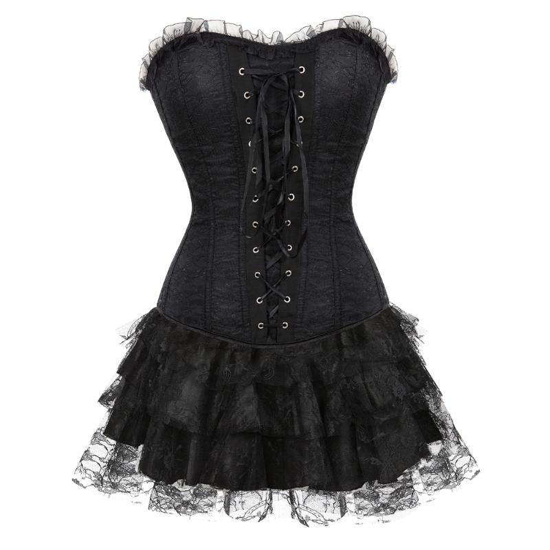 Bustiers & Corsets For Women Floral Lace Corset Gothic Style Clothing Dress Vintage Waist Cincher Bustier With Skirt -2XLBustiers, 2162-black suit
Bustiers & Corsets For Women Floral Lace Corset Gothic Style Clothing Dress Vintage Waist Cincher Bustier With Skirt -2XLBustiers, 2162-black suit