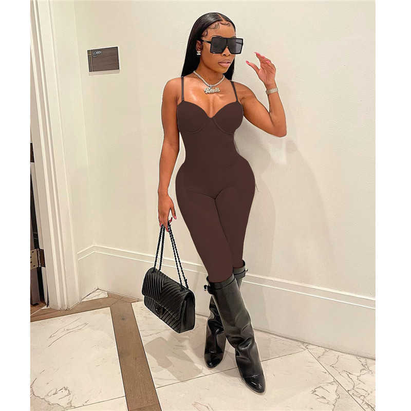 2023 Sexy Jumpsuits for Women Summer Sleeveless Playsuits Spaghetti Strap Onesies Nightclub Sexy Solid Rompers