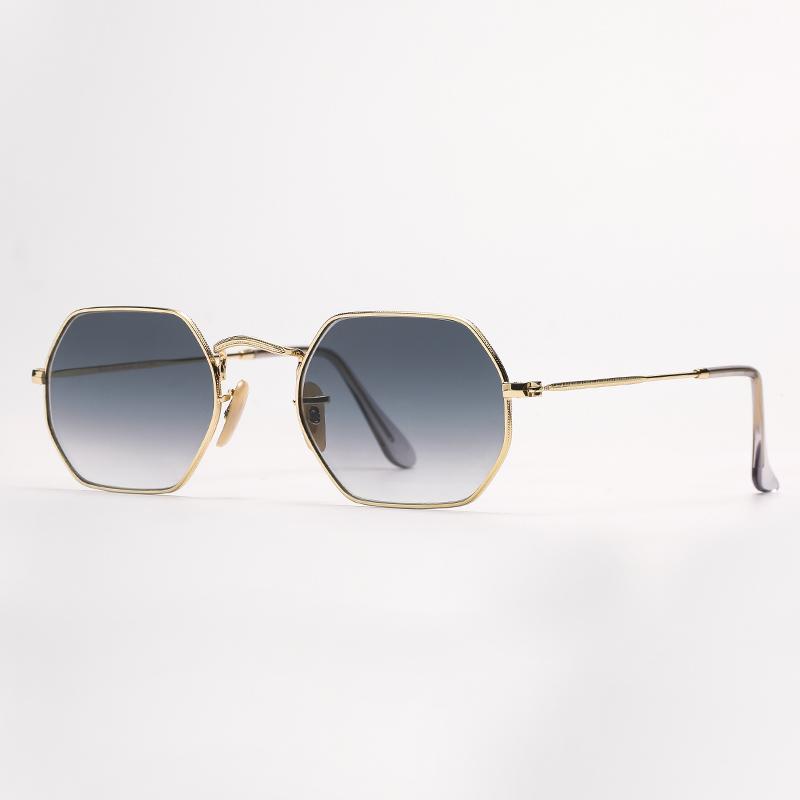 Luxury brand Luxury Hexagon metal Women Mens Sunglasses Fashion Womens Octagonal Sunglasse Driving Metal Sun Glasse Gold Frame UV400 Glass Lenses with