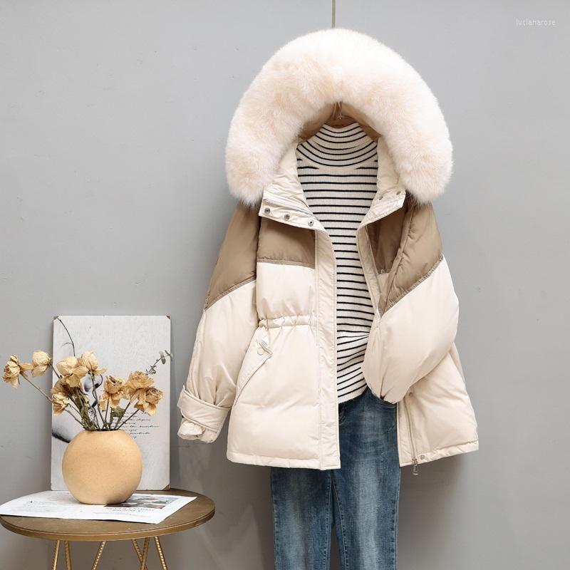 Women' Down & Parkas FTLZZ Winter Large Fur Collar Hooded Warm Feather Jacket Women Loose Splicing Colour Coat High Waist Slim Short Outwea, Grey artificial fur
Women' Down & Parkas FTLZZ Winter Large Fur Collar Hooded Warm Feather Jacket Women Loose Splicing Colour Coat High Waist Slim Short Outwea, Grey artificial fur