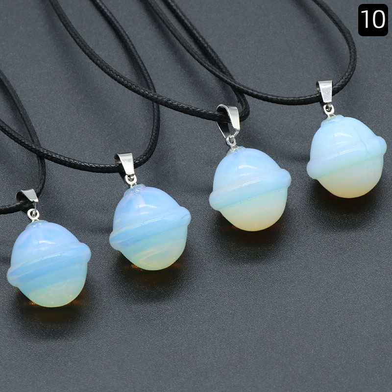Natural Crystal Mini Planet Galactic Planet Charms Necklaces Rose Quartz Aventurine Labradorite Stone Pendant Universe Necklace