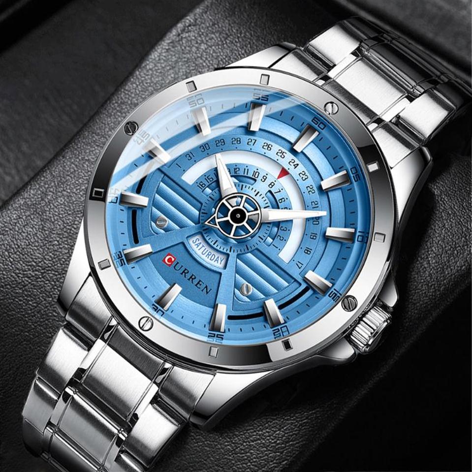 Wristwatches CURREN Watches Mens 2021 Modern Quartz Stainless Steel For Male Silver Blue Business Creative Clocks Montre Homme313m, Black watch
Wristwatches CURREN Watches Mens 2021 Modern Quartz Stainless Steel For Male Silver Blue Business Creative Clocks Montre Homme313m, Black watch