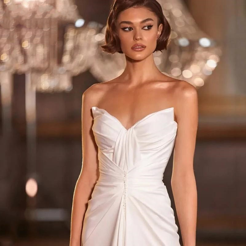 Soft Stain Chiffon Beach Mermaid Wedding Dresses with Scarf 2022 Sweethear Lace-up Corset Outdoor Garden Boho Greek Grace Bridal Gown