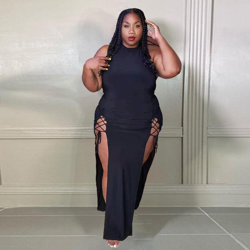 Women's Plus Size Tracksuits Dresses ZZ Women Clothing Maxi Elegant Lace Up Hollow Double Side Split Party Club Dress Drop WholesalePlusWome, Black
Women's Plus Size Tracksuits Dresses ZZ Women Clothing Maxi Elegant Lace Up Hollow Double Side Split Party Club Dress Drop WholesalePlusWome, Black