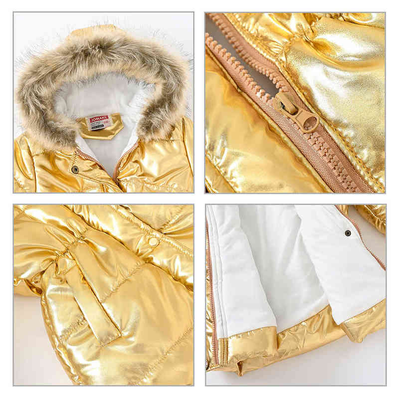 Winter Shiny Jacket For Girls Hooded Warm Children Girls Winter Jacket 3-10 Year Children Teenager Cotton Parka Outerwear J220718